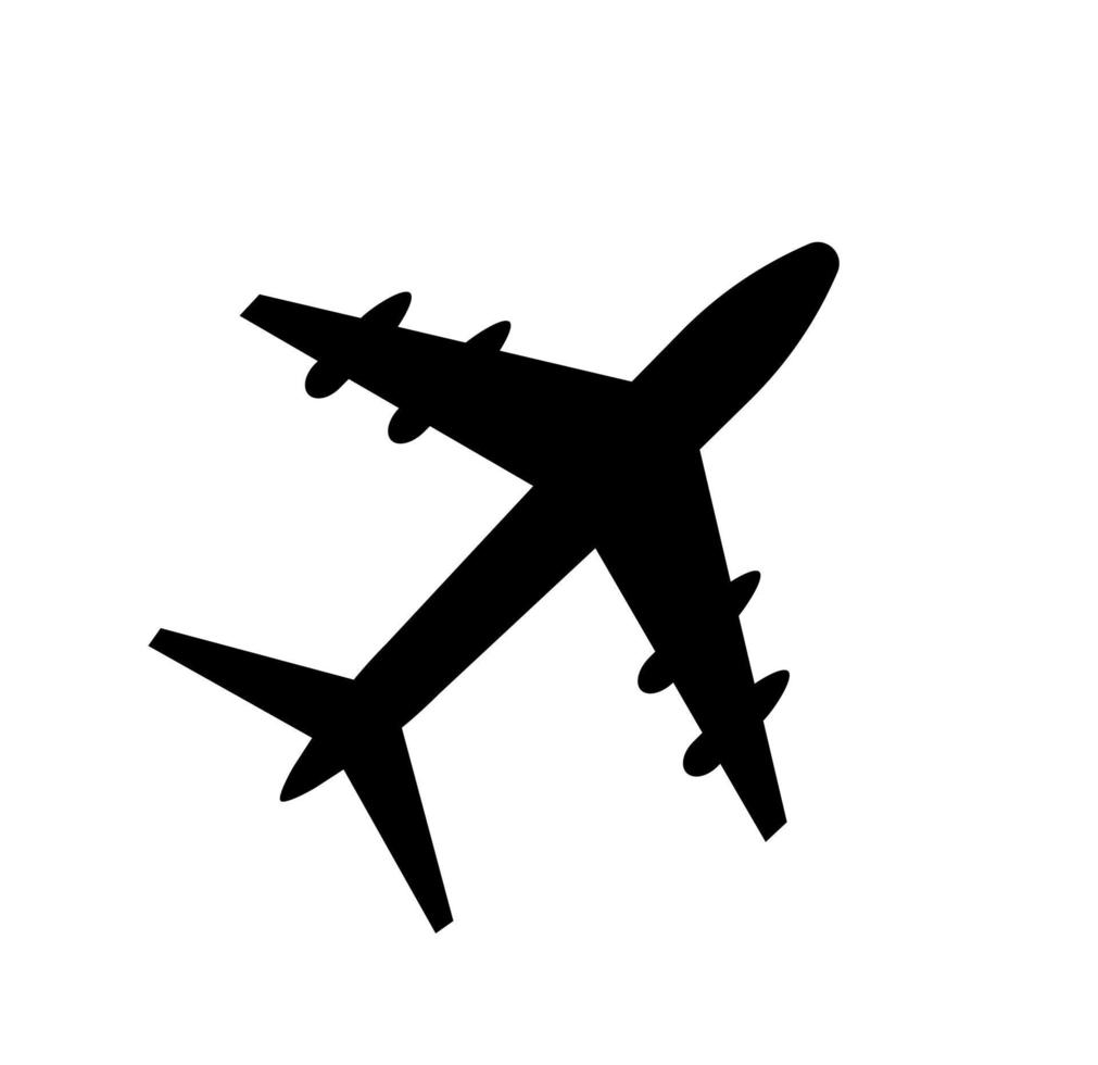 Airplane Black Silhouette Isolated Vector Icon