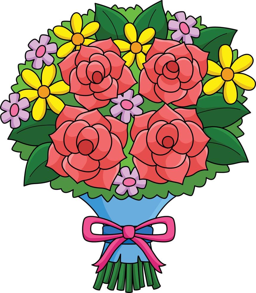 Wedding Flower Bouquet Cartoon Colored Clipart vector