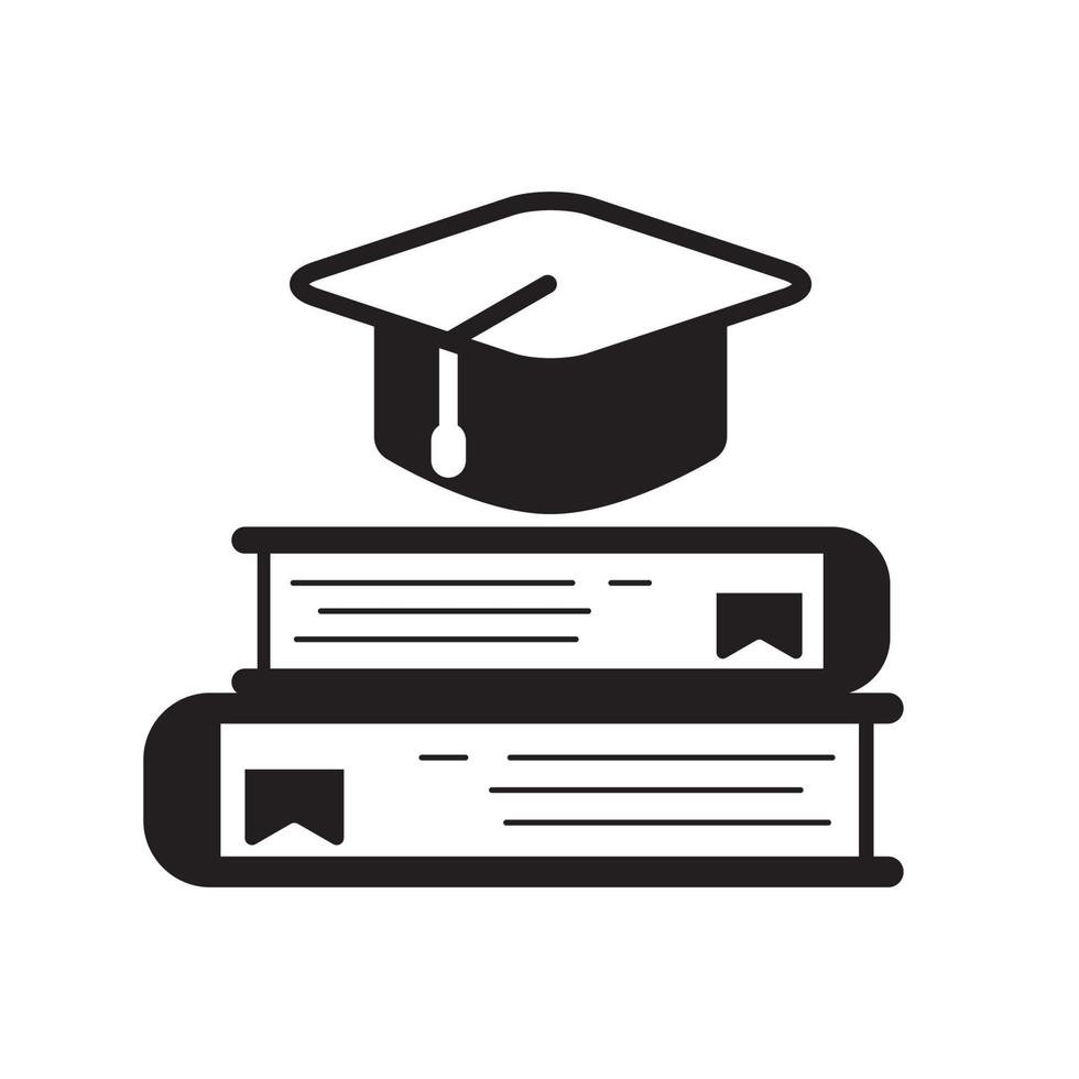 Stack of books with graduation hat vector illustration suitable for education icon