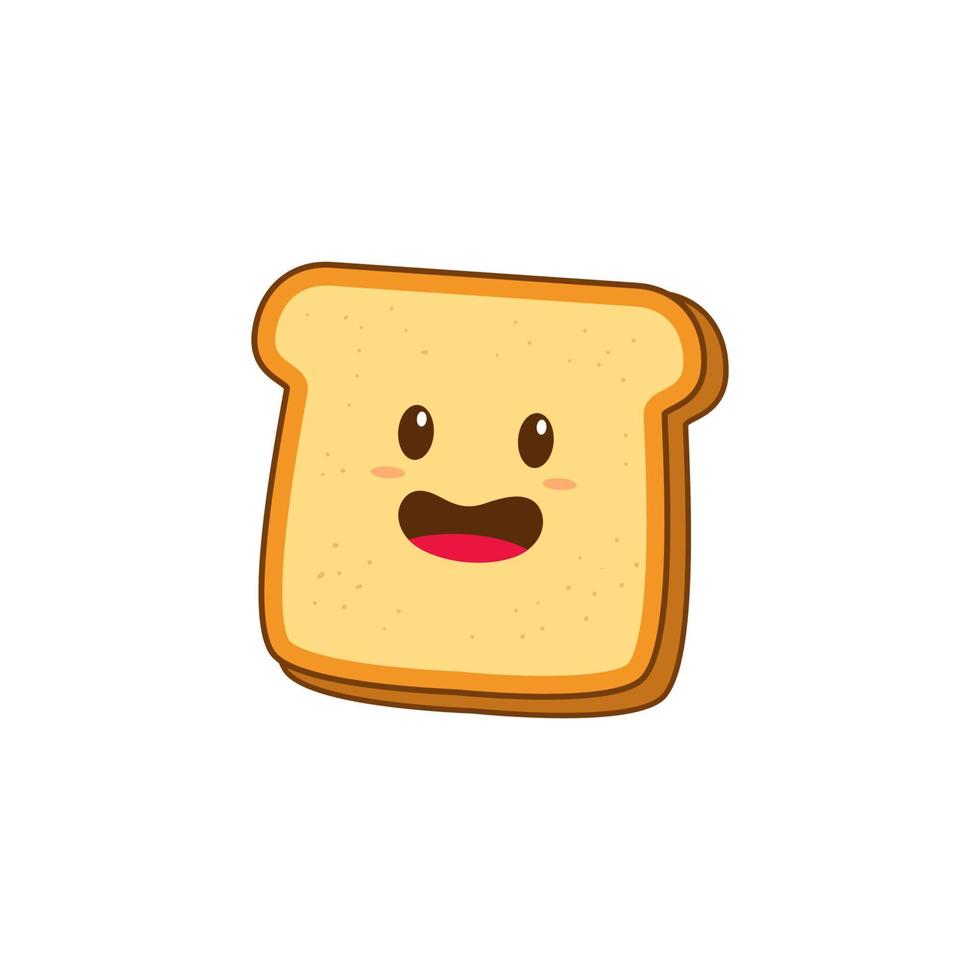 Cute bread vector illustration with facial expression isolated on white background