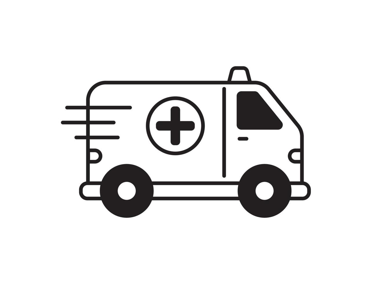 ambulancia icono con negro y blanco diseño aislado en blanco antecedentes vector