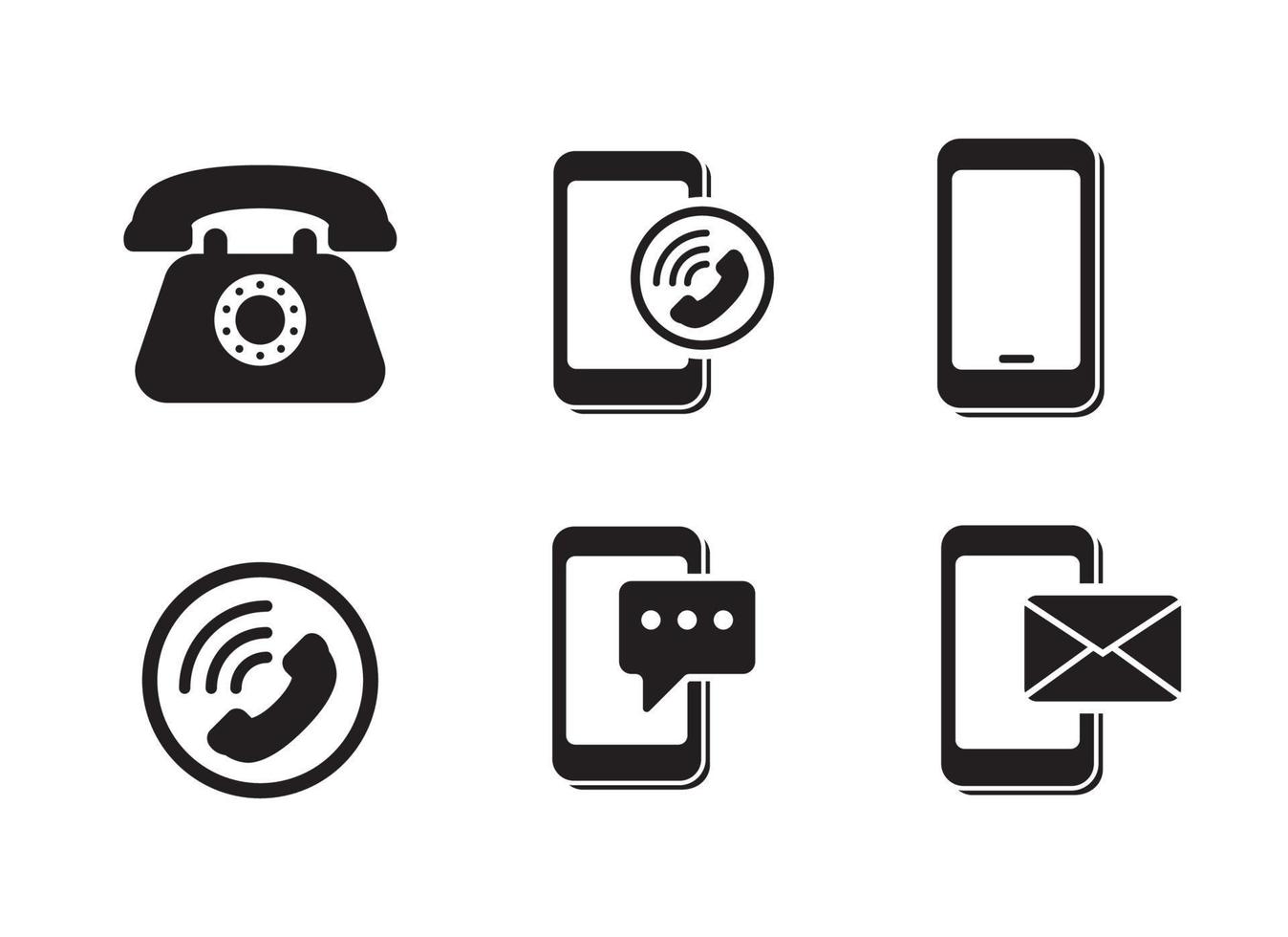 Set of phone icon with black glyph style isolated on white background vector