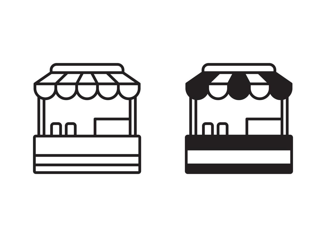Street food stall icon with black and white design on isolated background vector