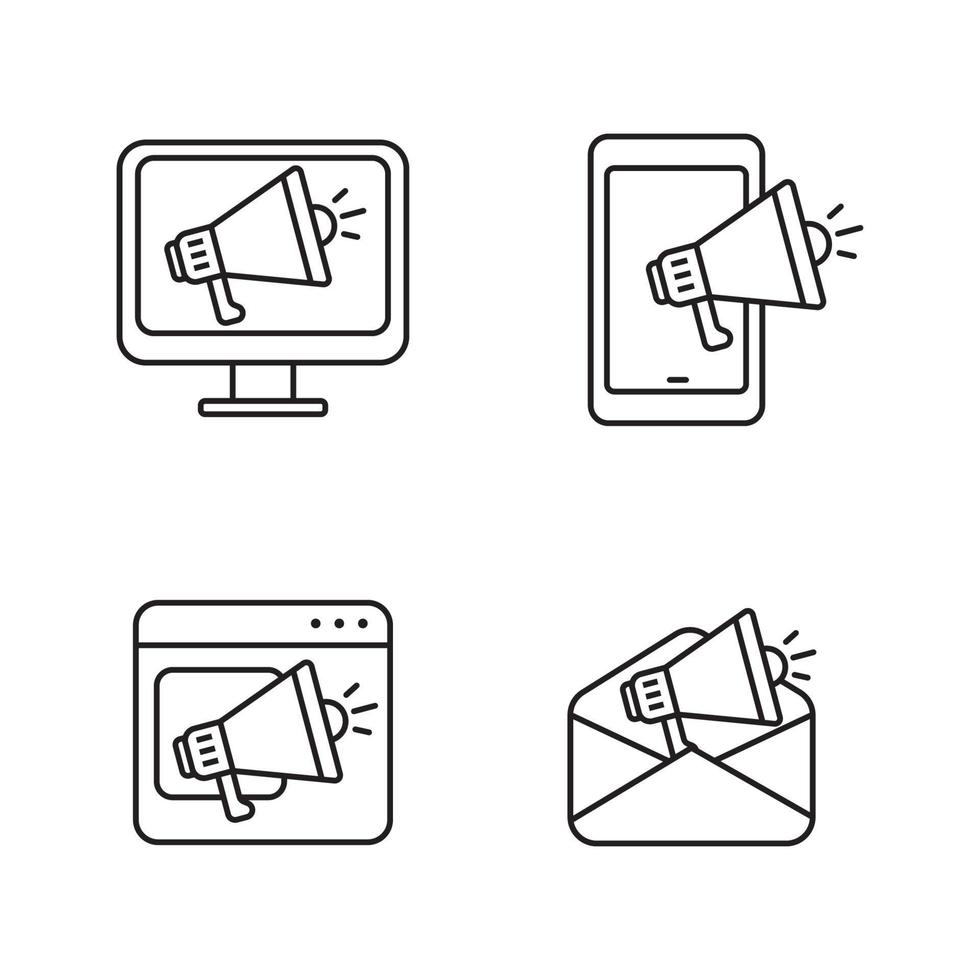 Digital advertising icon with linear style on isolated background