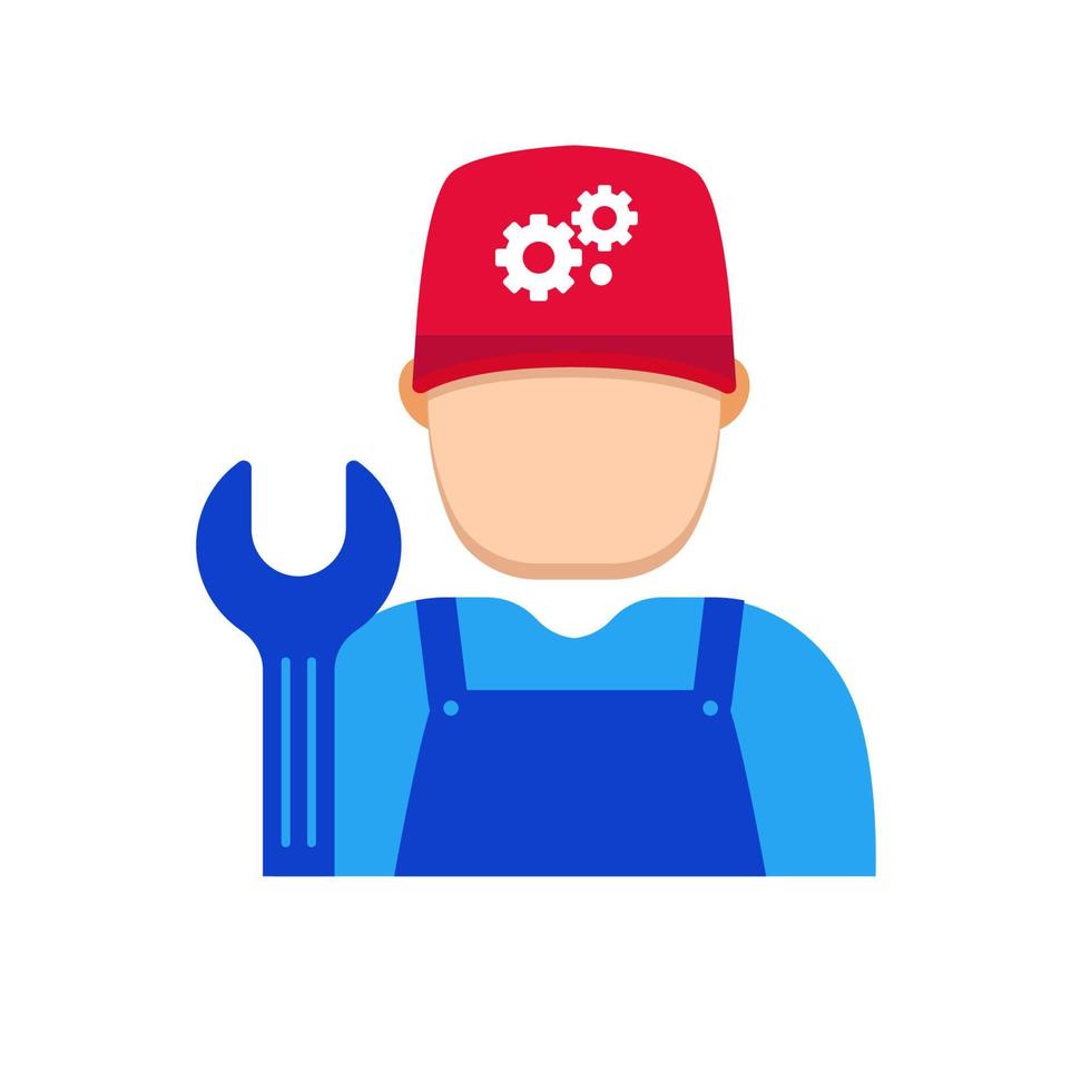 Mechanic icon with flat style on isolated background vector