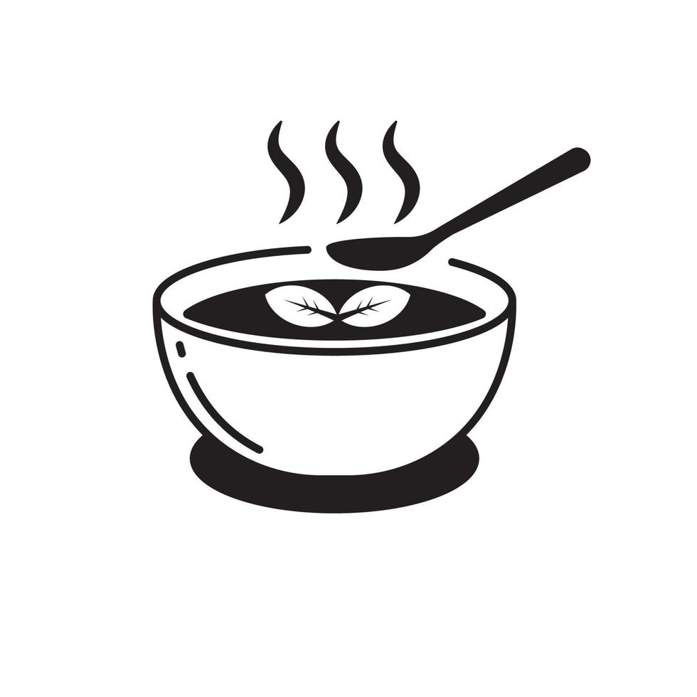 Soup icon with black and white color on isolated background vector