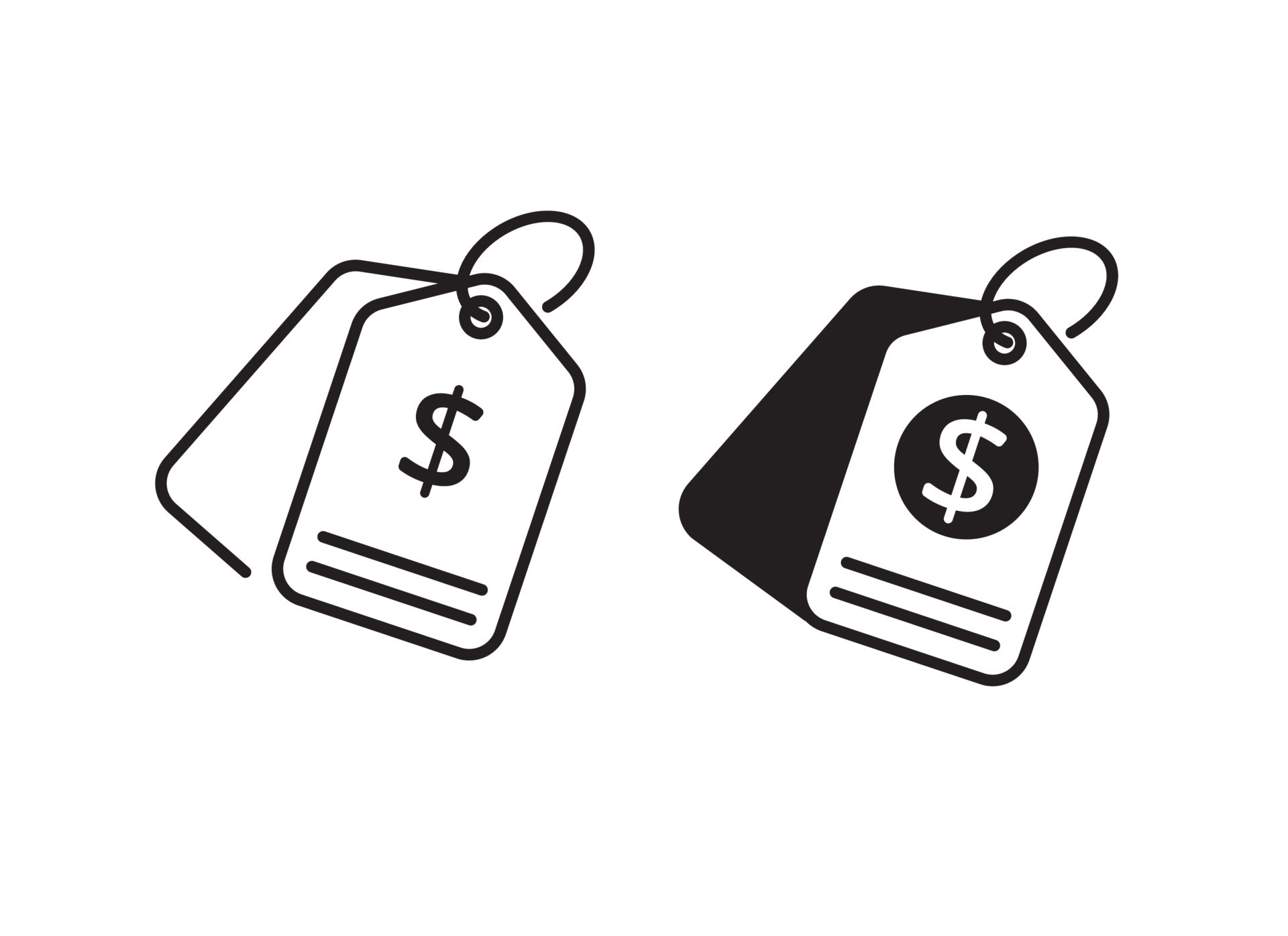  Price Tag Icon With Black And White Color On Isolated Background 