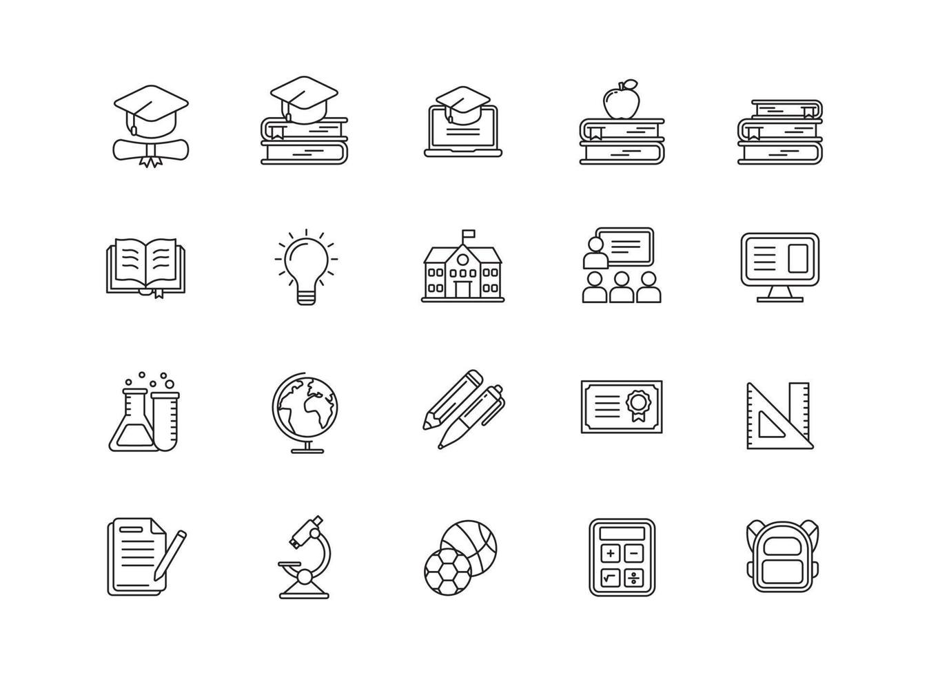 Set of education icons with linear style isolated on white background vector