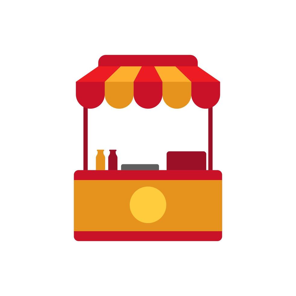 Street food stall vector illustration in flat style isolated on white background. Food stall icon