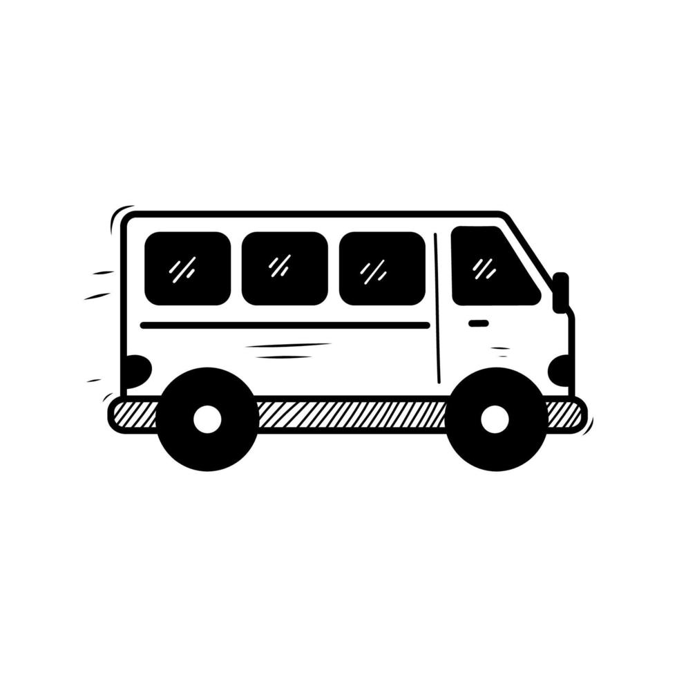Bus vector illustration with doodle drawing style isolated on white background
