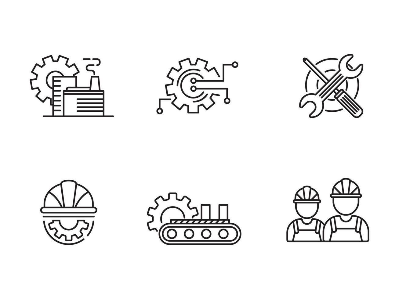 Set of manufacturing icons with linear style isolated on white background vector