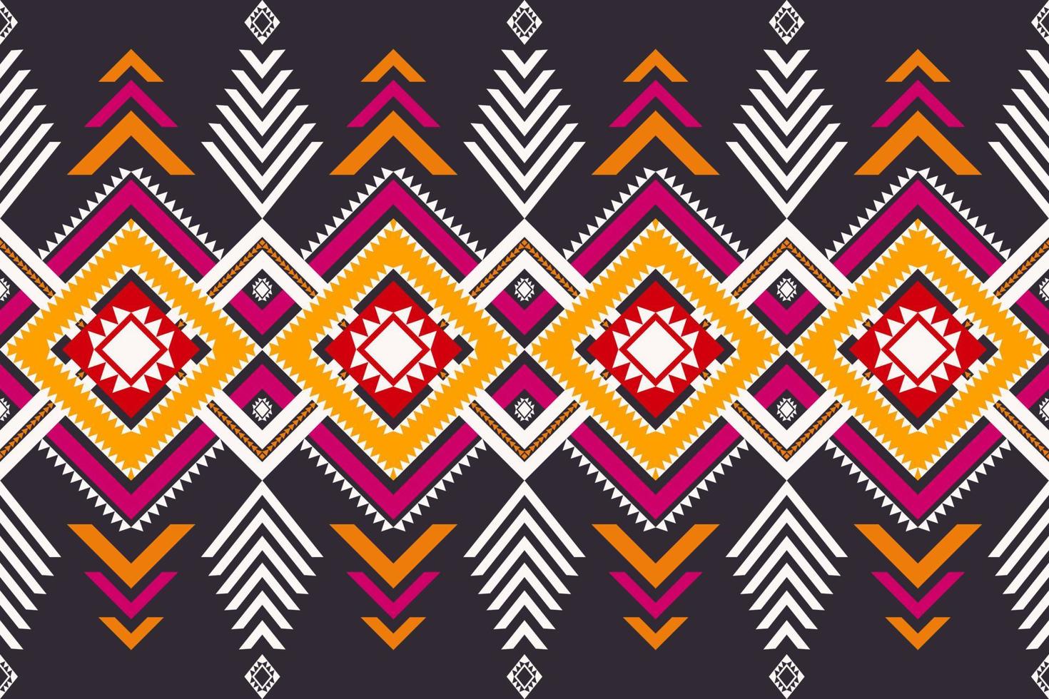 Ethnic geometric pattern for border, runner decoration. Ethnic colorful geometric shape seamless pattern background. Southwest Navajo pattern use for fabric, textile, home decoration elements. vector