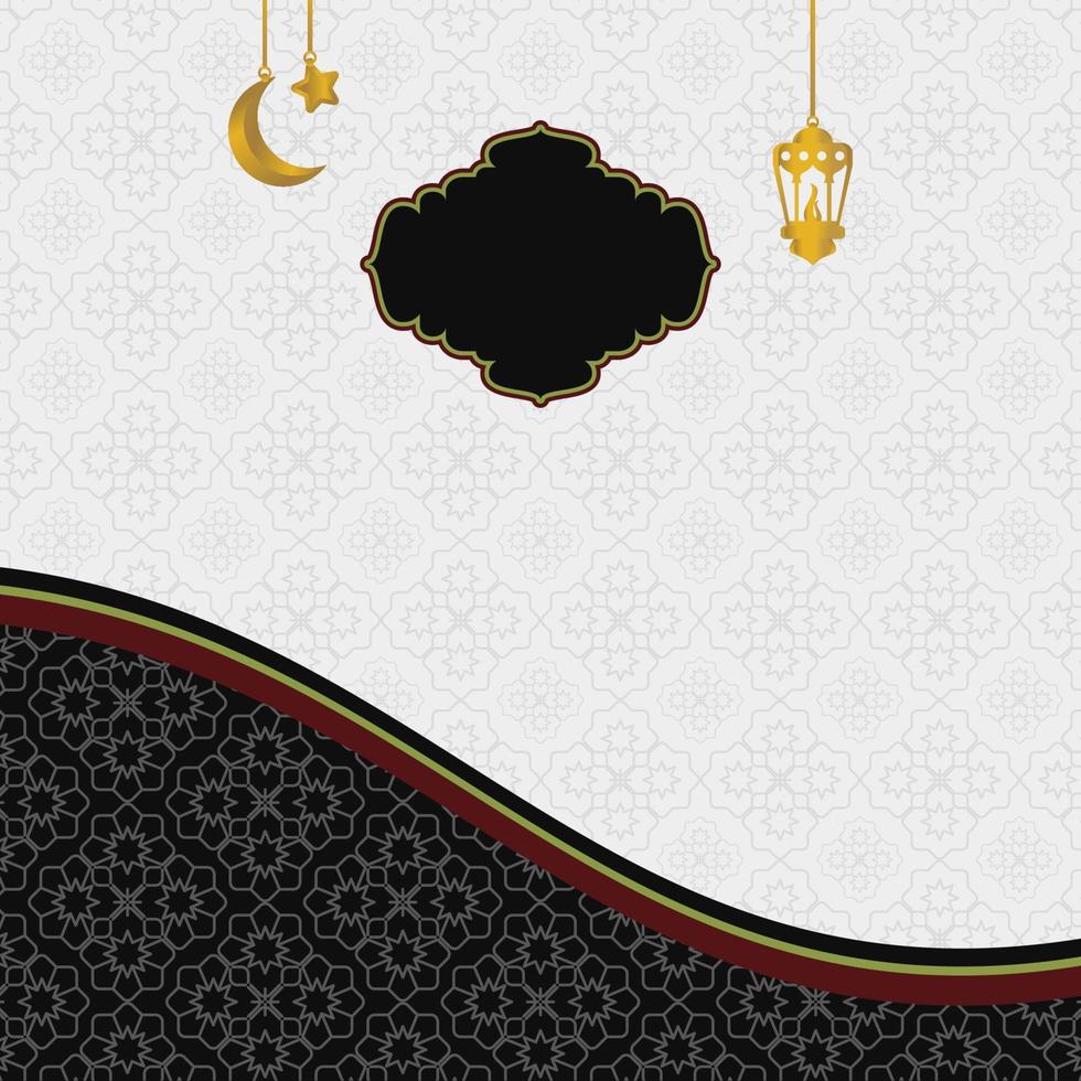 islamic day sale poster template with free space for text. It has mandala ornaments, lanterns, moon and stars. Design for banners, greeting cards, social media and web. vector