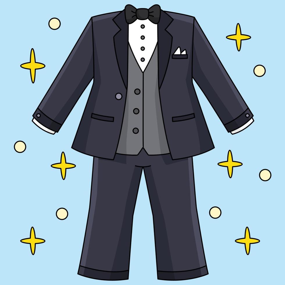 Wedding Groom Suit Colored Cartoon Illustration vector