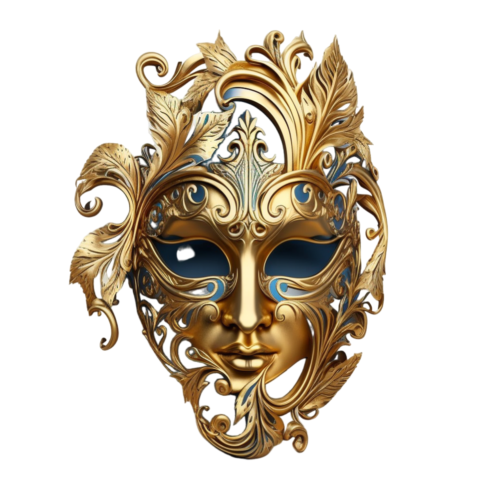 3d Aquarell golden Barazil Karneval Maske png