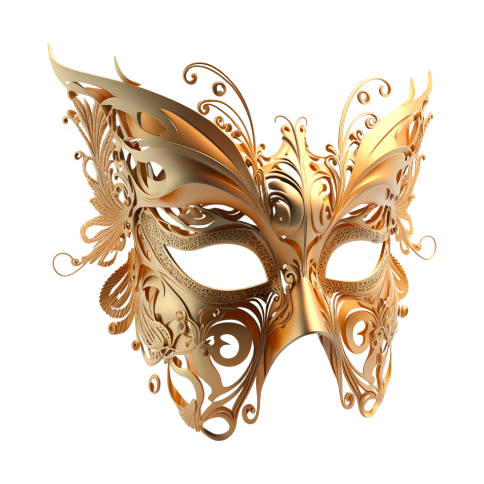 3d Watercolor Golden Barazil Carnival Mask png
