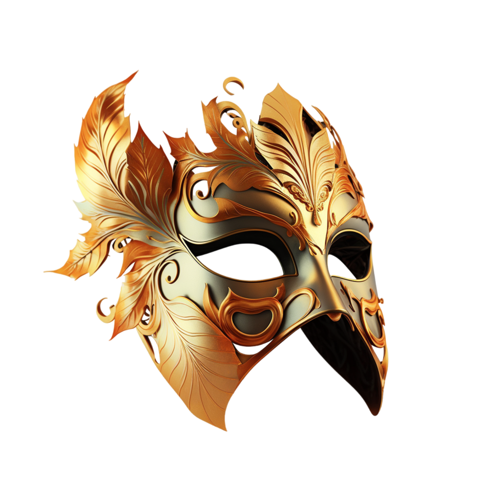 3d Watercolor Golden Barazil Carnival Mask png