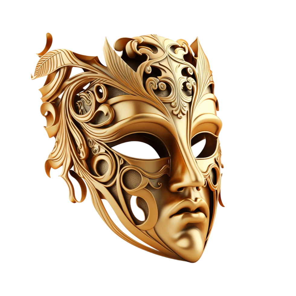 3d Watercolor Golden Barazil Carnival Mask png