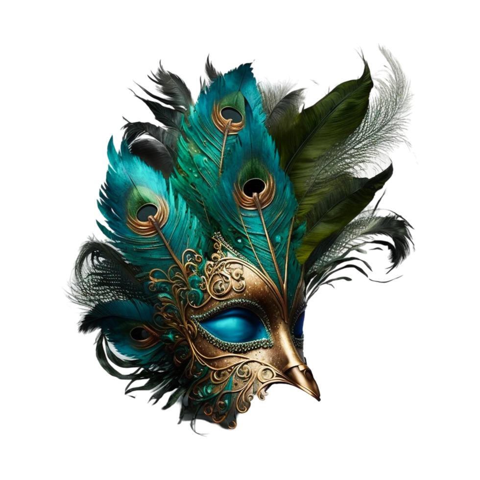 3d Watercolor Golden Barazil Carnival Mask png