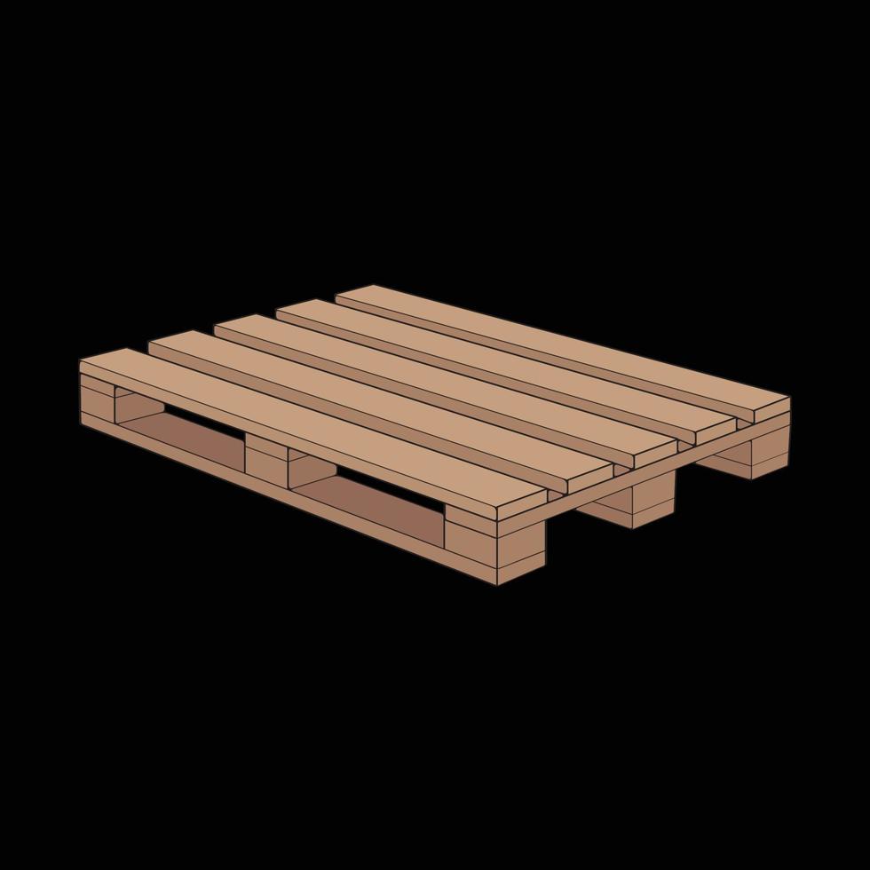 Wooden pallet vector illustration on black background . Isolated isometric wood container. Isometric vector wooden pallet.