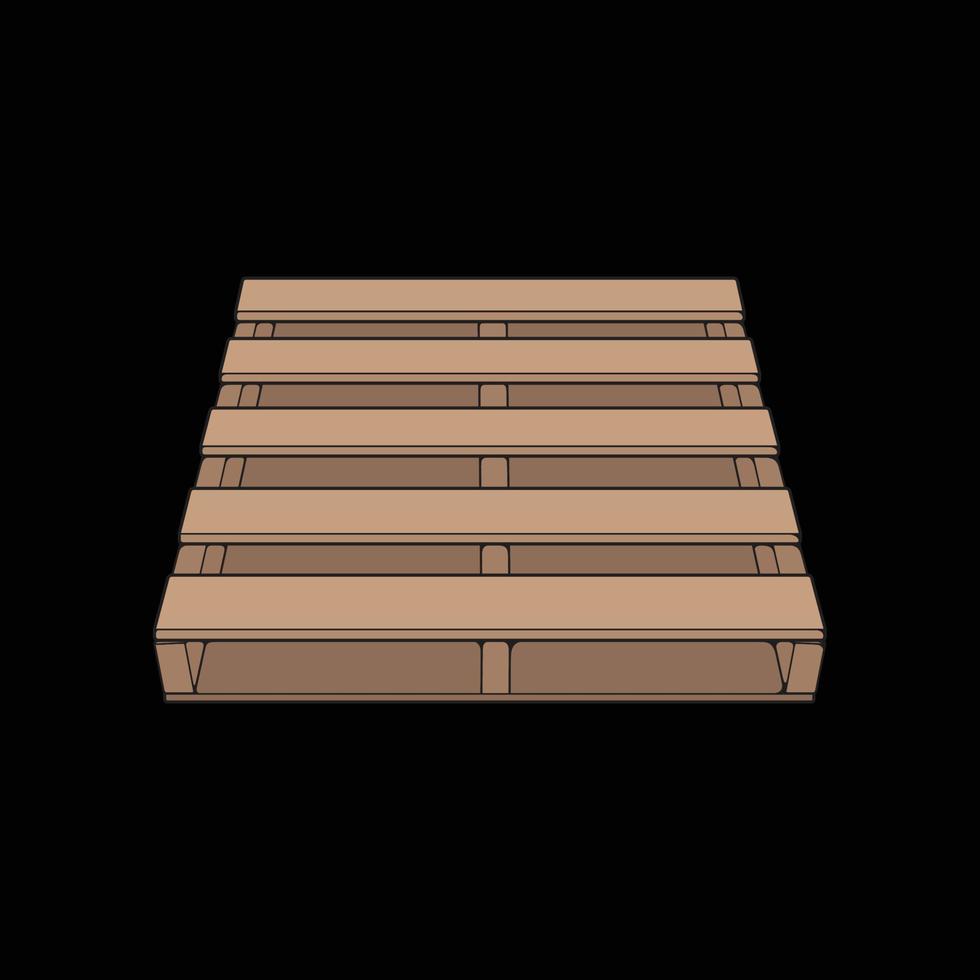 Wooden pallet vector illustration on black background . Isolated isometric wood container. Isometric vector wooden pallet.