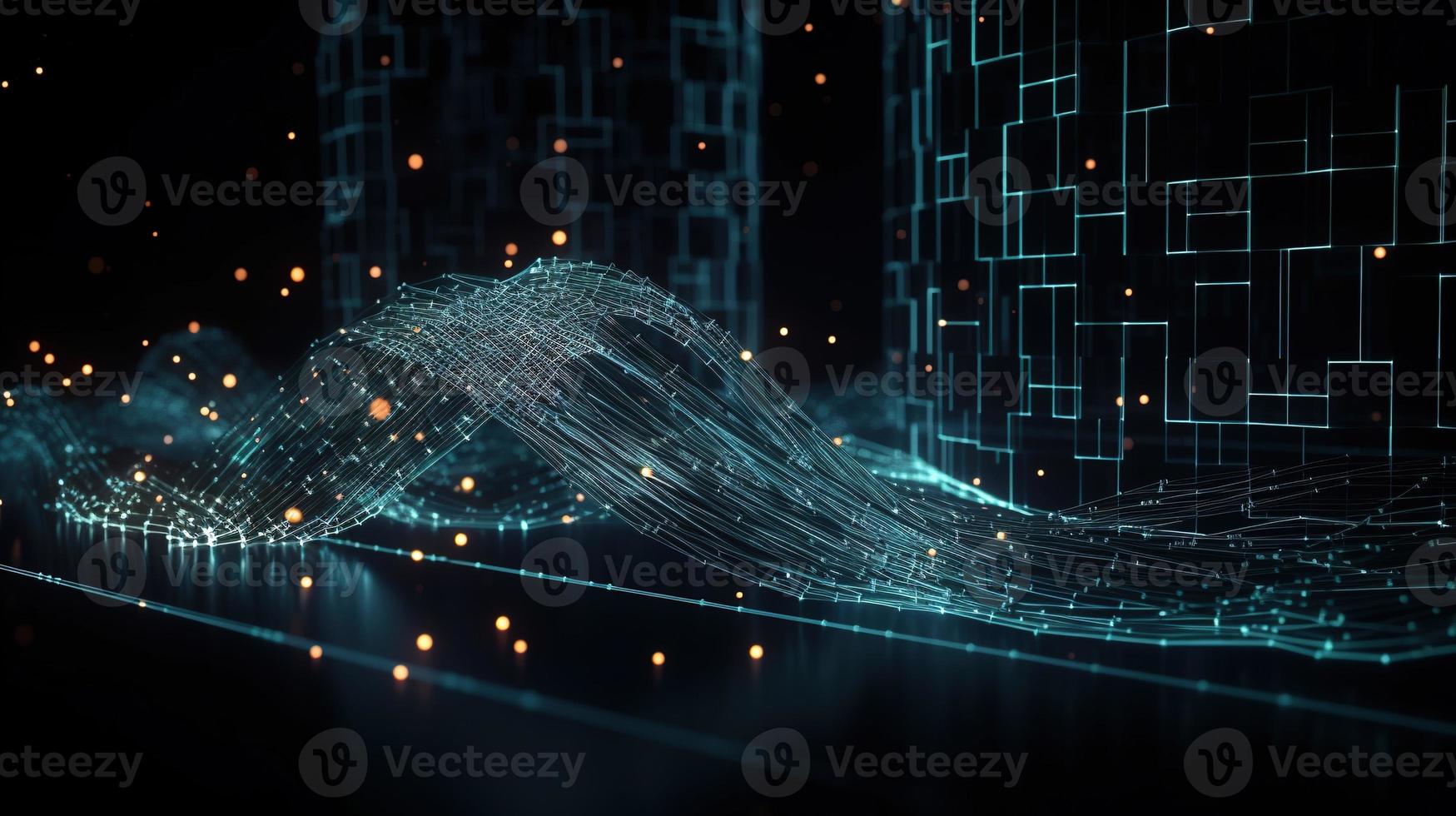3d illustration of abstract technology background. Sci-fi concept.3D rendering of abstract technology concept. Futuristic cyberspace background,Abstract 3d rendering of data processing photo