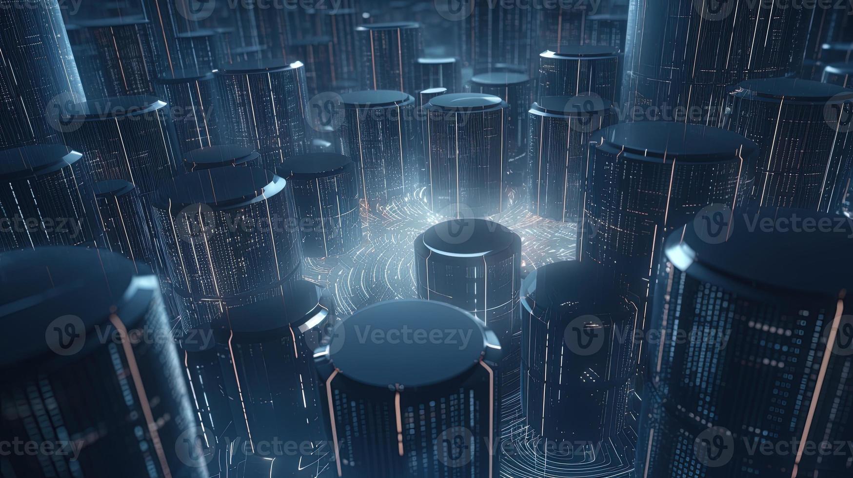 3d illustration of abstract technology background. Sci-fi concept.3D rendering of abstract technology concept. Futuristic cyberspace background,Abstract 3d rendering of data processing photo