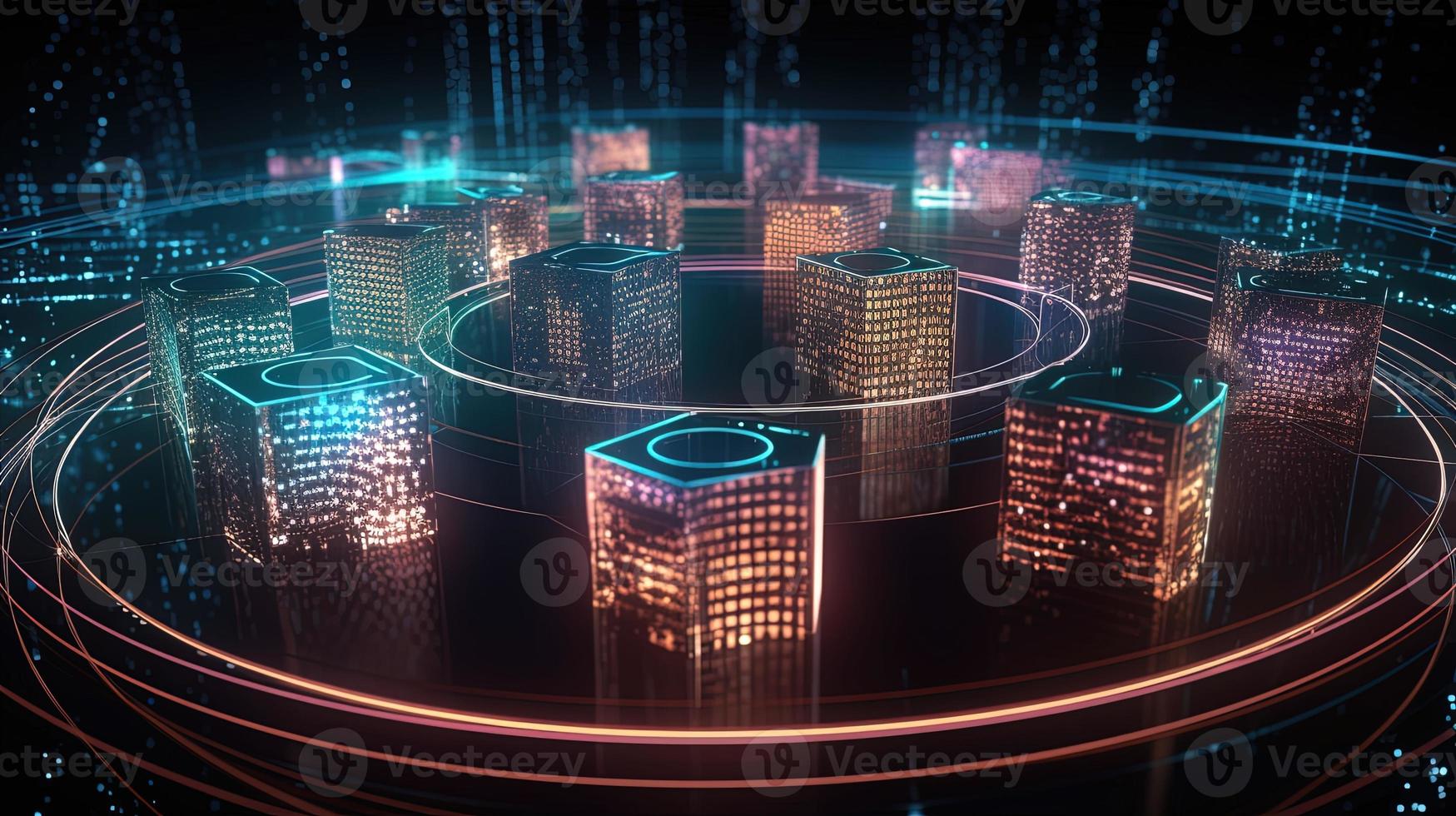 3d illustration of abstract technology background. Sci-fi concept.3D rendering of abstract technology concept. Futuristic cyberspace background,Abstract 3d rendering of data processing photo