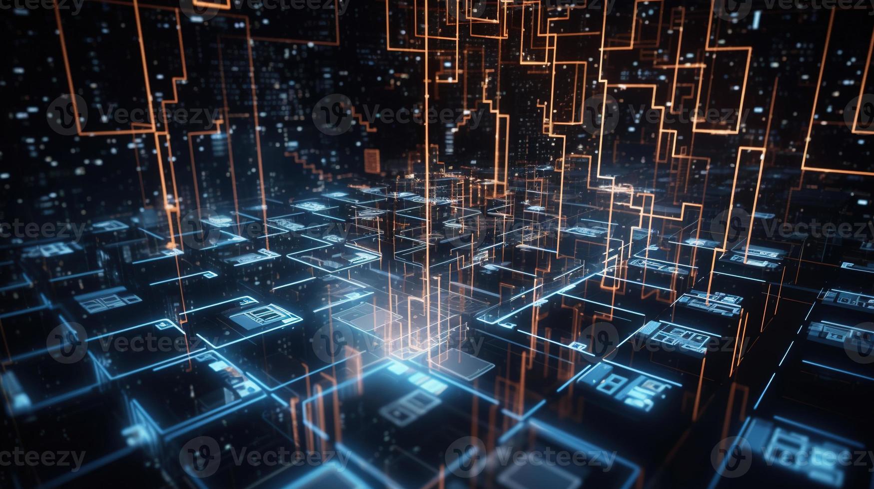 3d illustration of abstract technology background. Sci-fi concept.3D rendering of abstract technology concept. Futuristic cyberspace background,Abstract 3d rendering of data processing photo