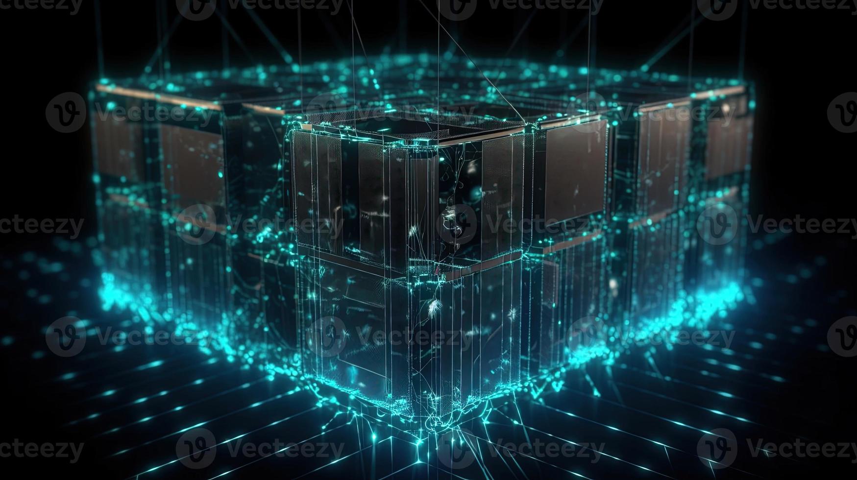 3d illustration of abstract technology background. Sci-fi concept.3D rendering of abstract technology concept. Futuristic cyberspace background,Abstract 3d rendering of data processing photo