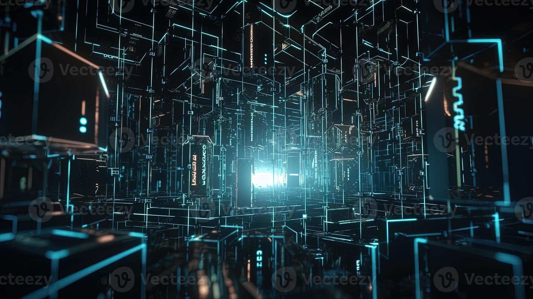 3d illustration of abstract technology background. Sci-fi concept.3D rendering of abstract technology concept. Futuristic cyberspace background,Abstract 3d rendering of data processing photo