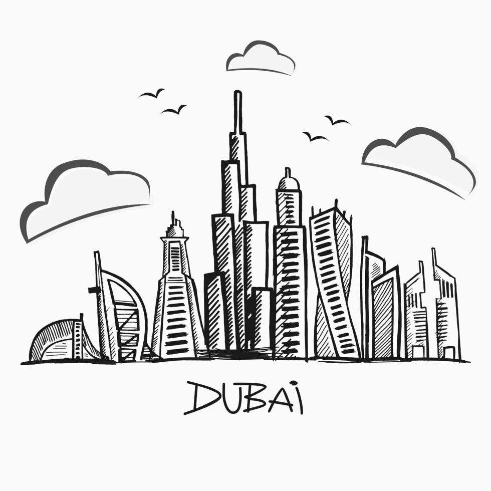 Dubai Sketch Skyline Vector Images over 120