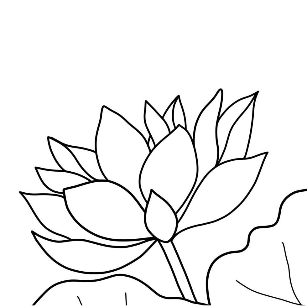outline lotus flower isolated on white background. vector illustartion