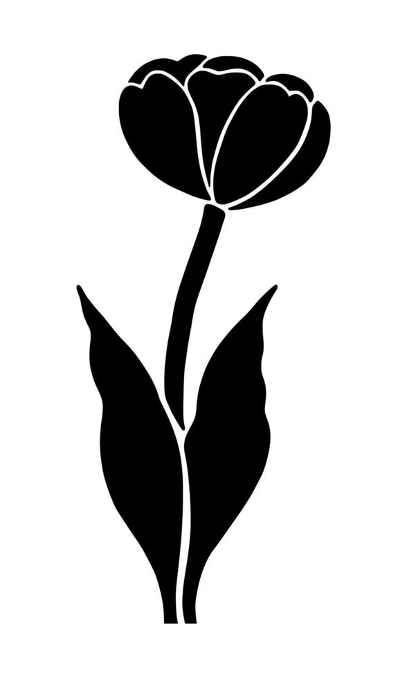 Tulip silhouette isolated on white background. Vector illustartion