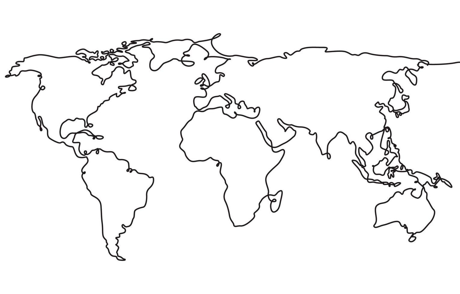 World Map Background with One Stroke Art vector