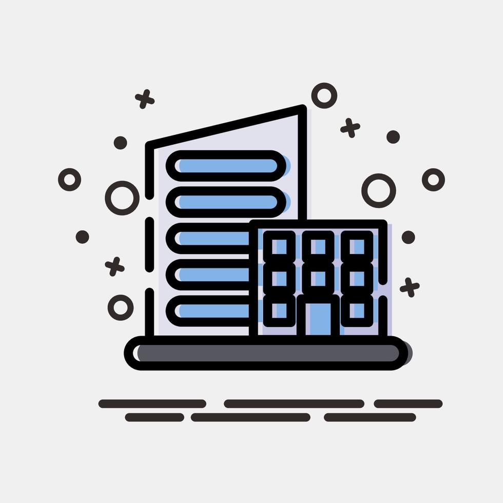 Icon office. Building elements. Icons in MBE style. Good for prints, web, posters, logo, site plan, map, infographics, etc. vector