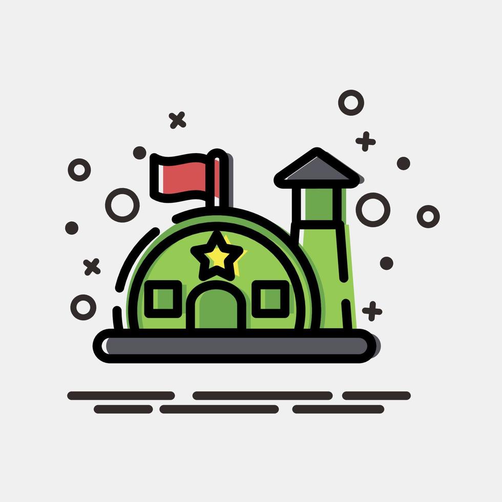 Icon military base. Building elements. Icons in MBE style. Good for prints, web, posters, logo, site plan, map, infographics, etc. vector