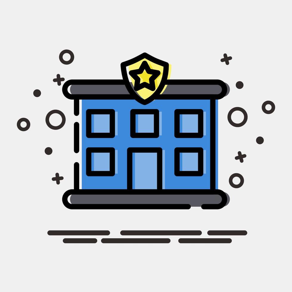 Icon police station. Building elements. Icons in MBE style. Good for prints, web, posters, logo, site plan, map, infographics, etc. vector