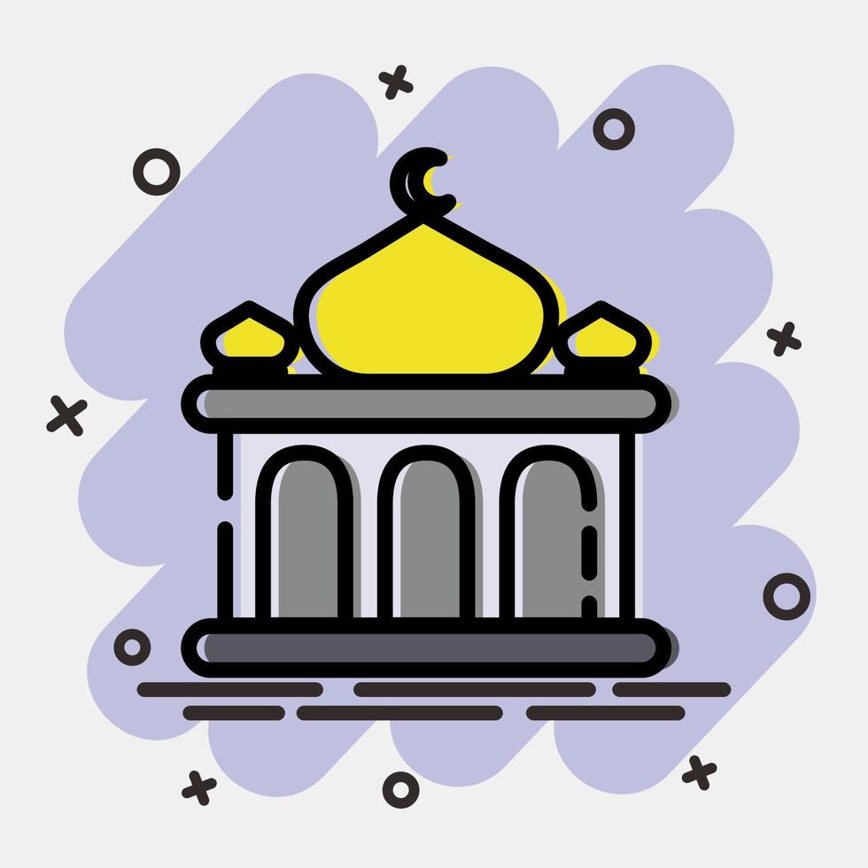 Icon mosque. Building elements. Icons in comic style. Good for prints, web, posters, logo, site plan, map, infographics, etc. vector