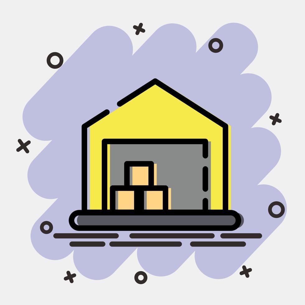 Icon warehouse. Building elements. Icons in comic style. Good for prints, web, posters, logo, site plan, map, infographics, etc. vector