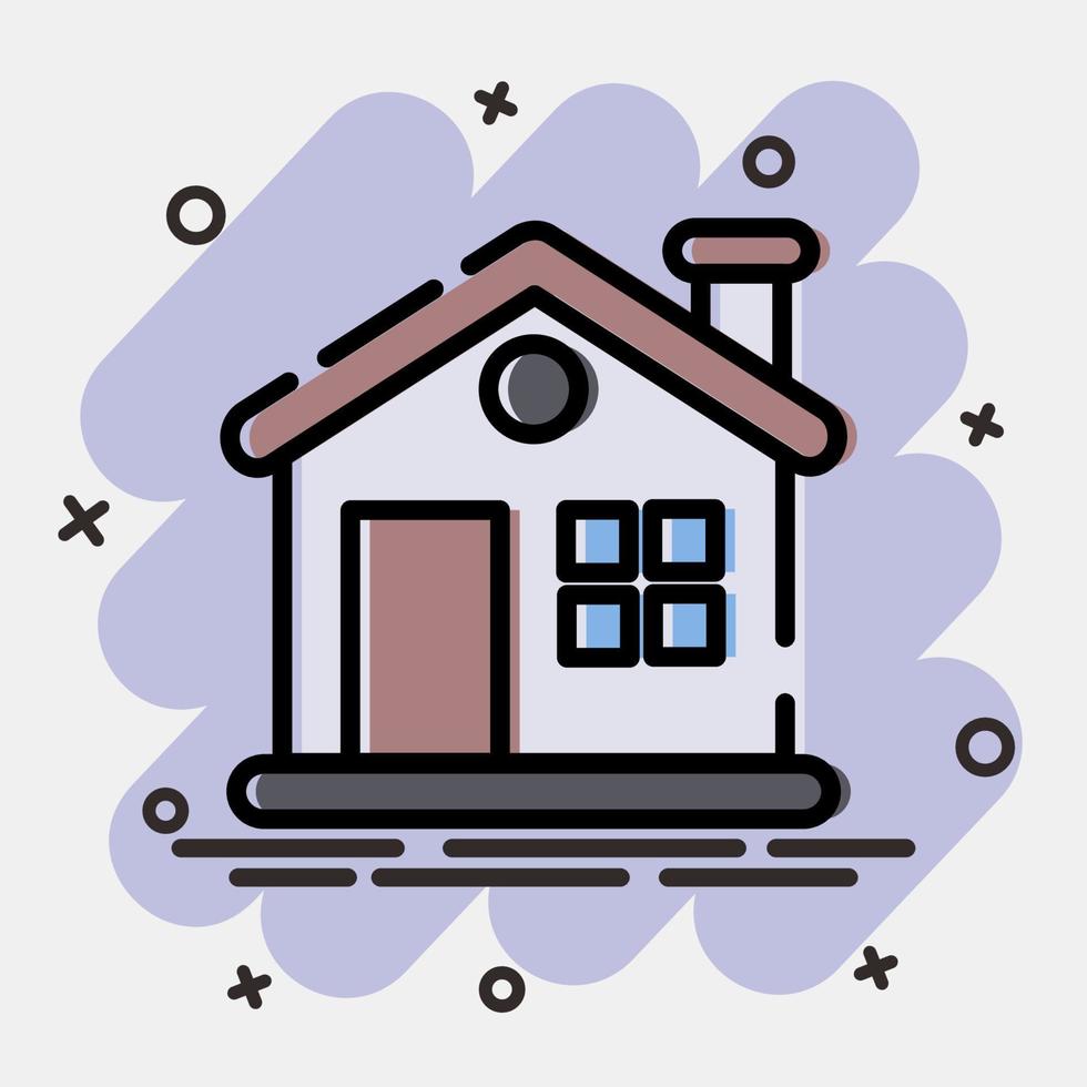 Icon house. Building elements. Icons in comic style. Good for prints, web, posters, logo, site plan, map, infographics, etc. vector