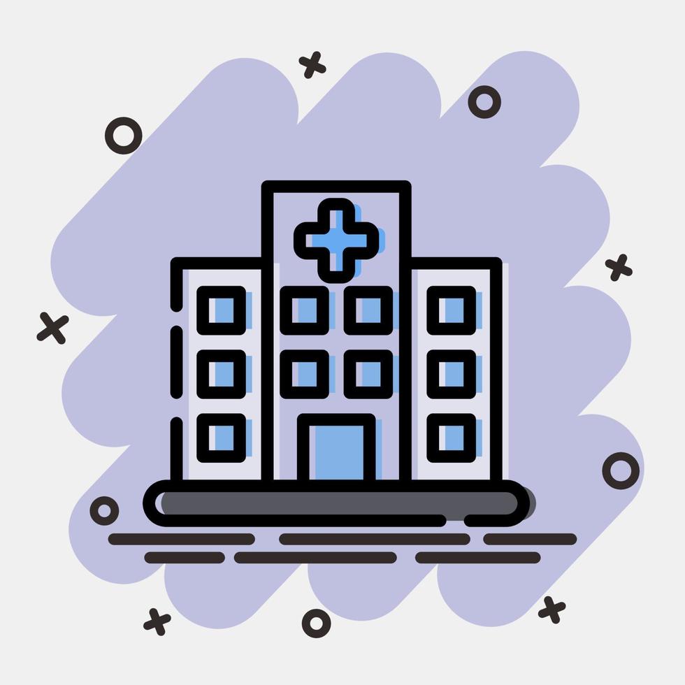 Icon hospital. Building elements. Icons in comic style. Good for prints, web, posters, logo, site plan, map, infographics, etc. vector
