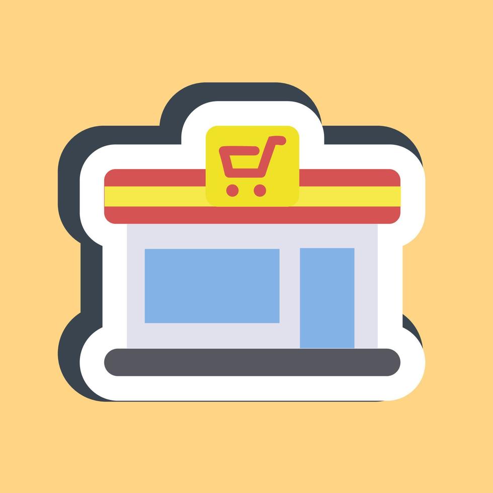 Sticker minimarket. Building elements. Good for prints, web, posters, logo, site plan, map, infographics, etc. vector