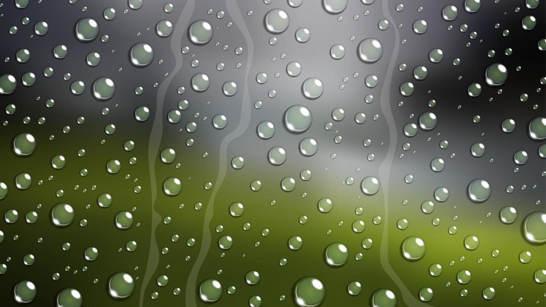 Rain Drop on windshield car window with blurred nature, Vector Illustration