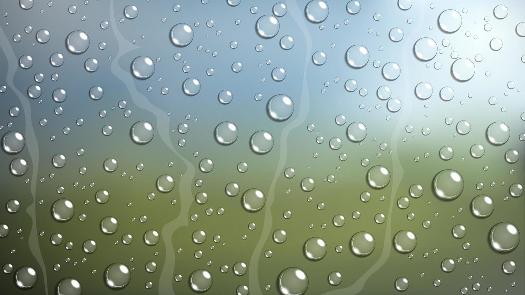 lluvia soltar en parabrisas coche ventana con borroso naturaleza, vector ilustración