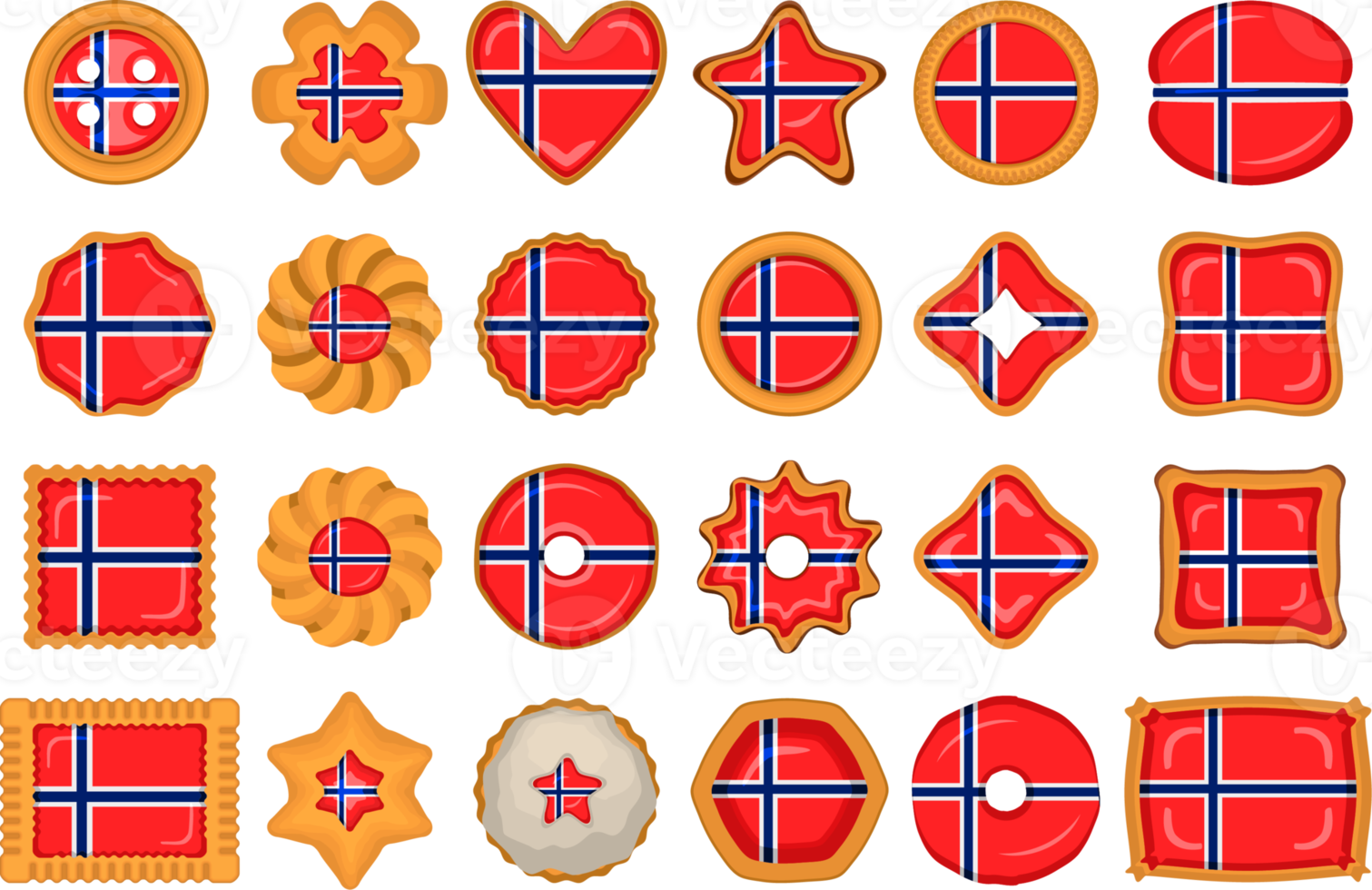 Homemade cookie with flag country Norway in tasty biscuit png