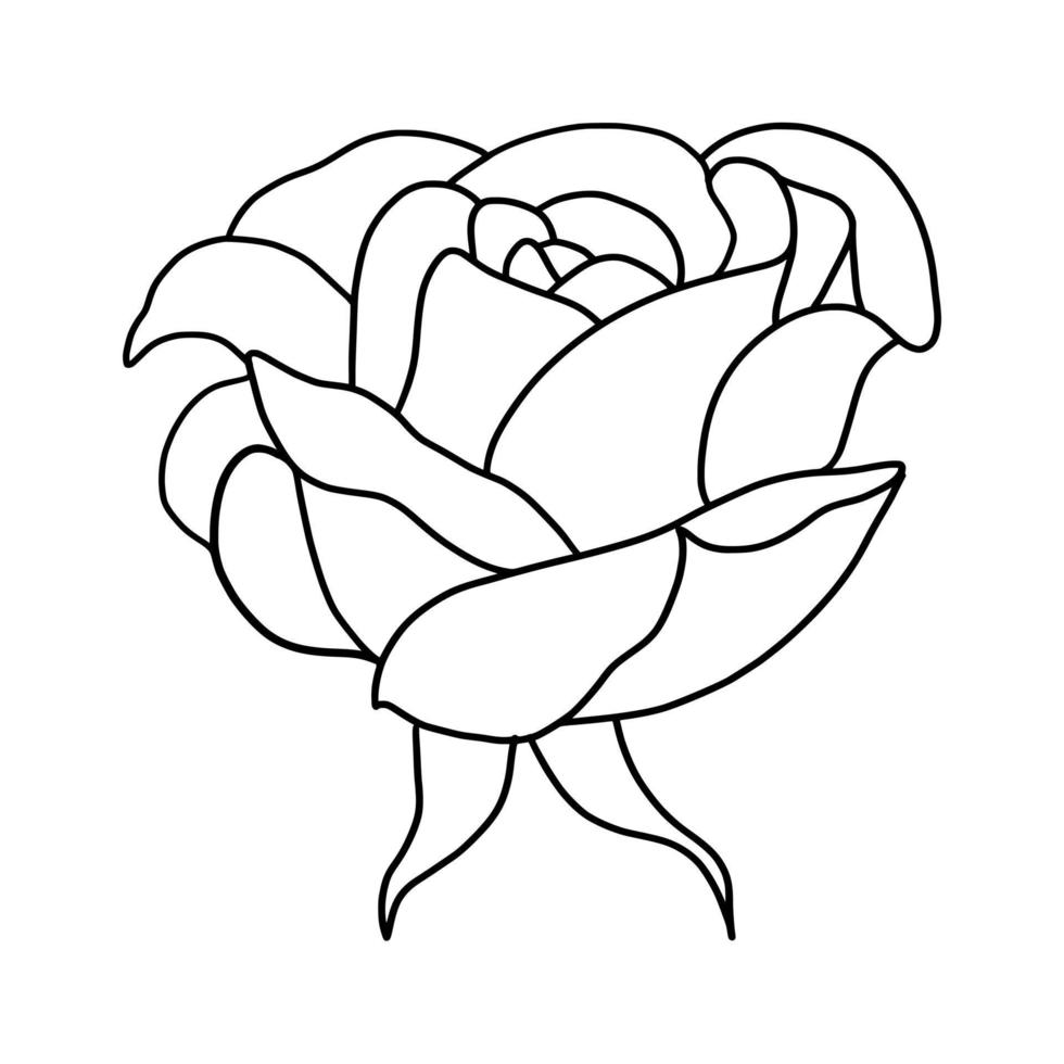 outline rose isolated on white background. vector illustartion