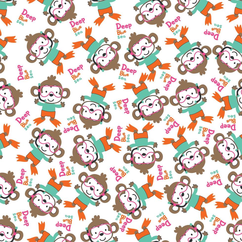 Seamless pattern texture with little animal swim in underwater. For fabric textile, nursery, baby clothes, background, textile, wrapping paper and other decoration. vector