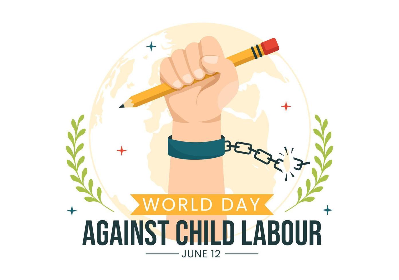 World Day Against Child Labour Illustration with Children Working for the Necessities of Life in Flat Kids Cartoon Hand Drawn for Campaign Templates vector