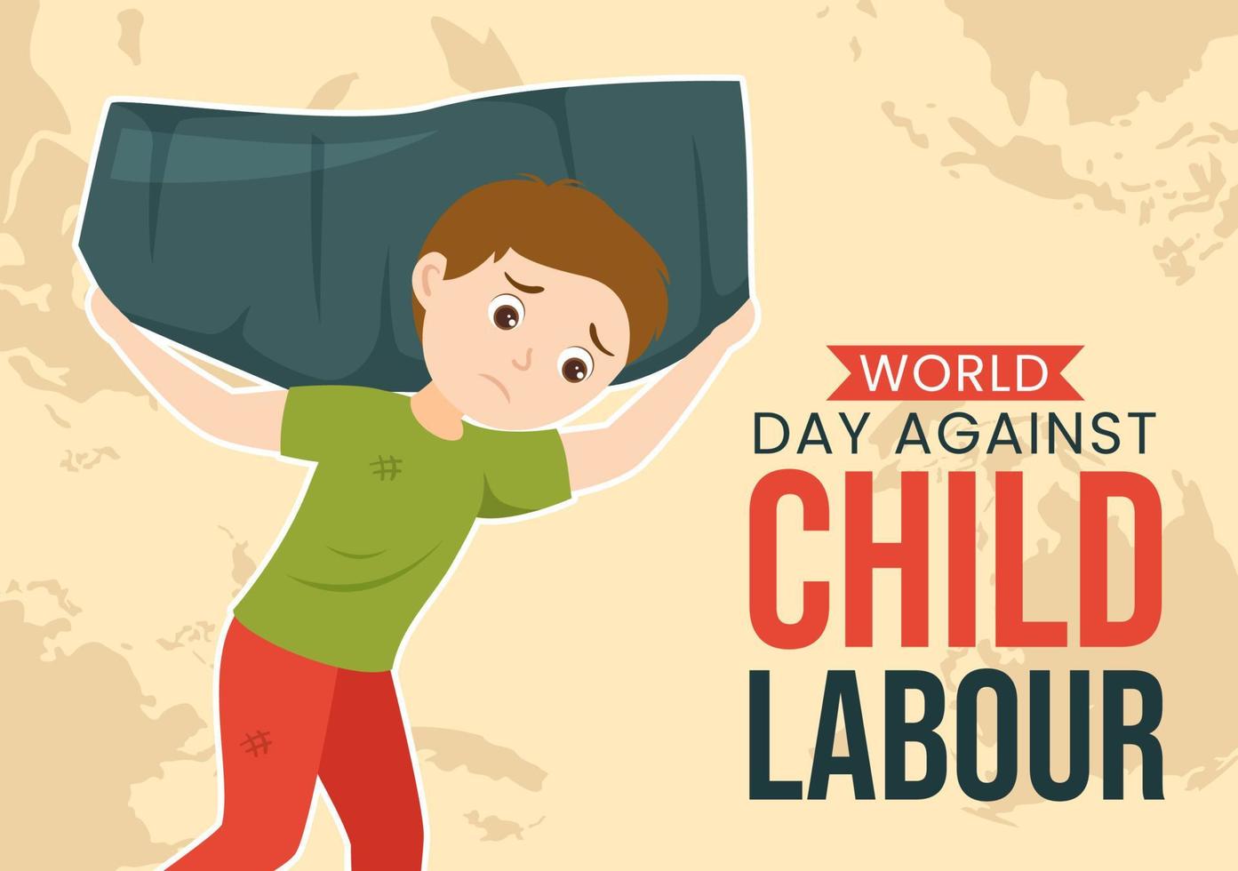 World Day Against Child Labour Illustration with Children Working for the Necessities of Life in Flat Kids Cartoon Hand Drawn for Campaign Templates vector